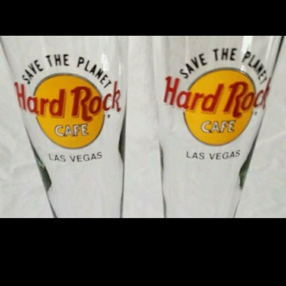 2 Hard Rock Cafe Pilsner Glasses Las Vegas - Picture 2 of 2